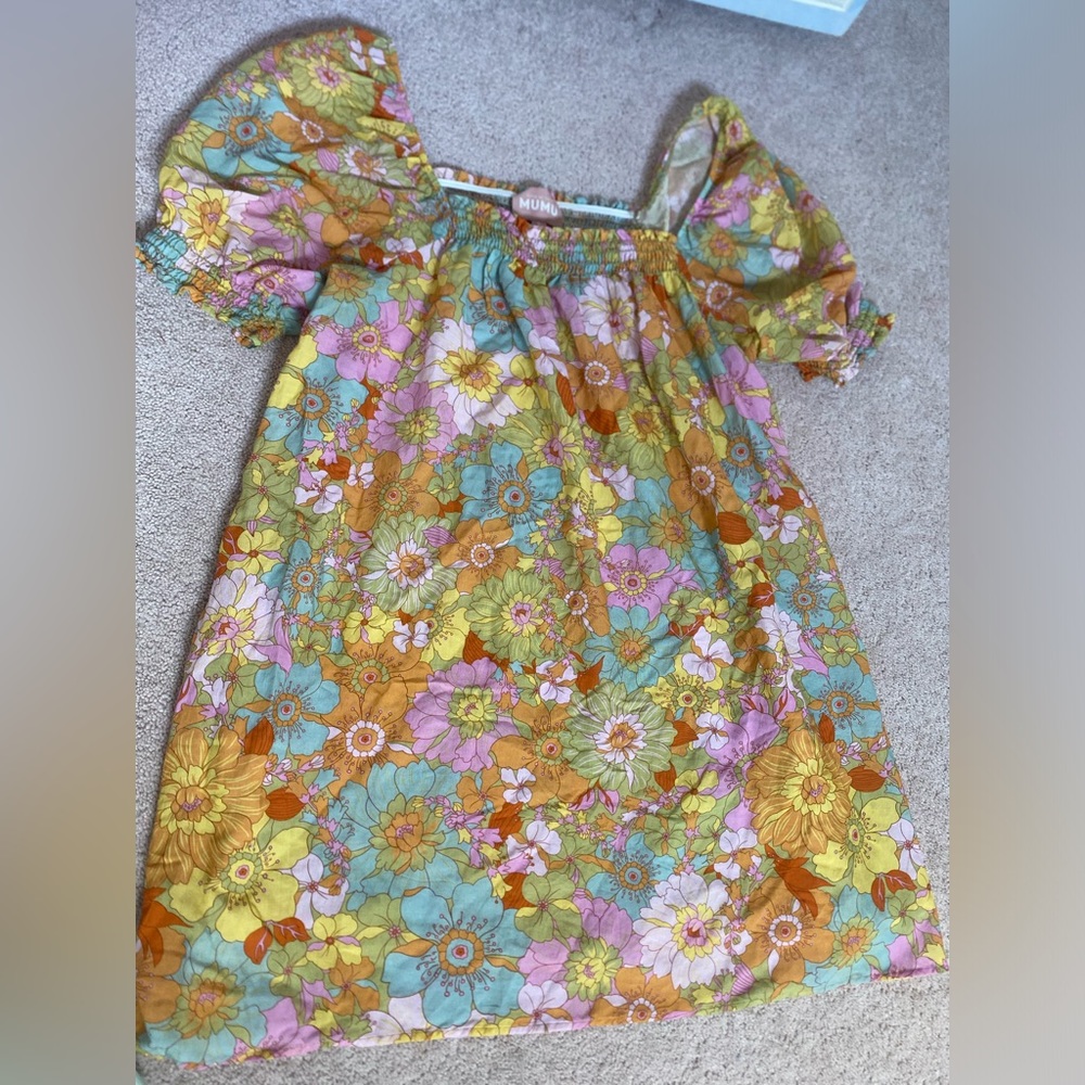 Annalynne Mini Dress Groovy Bloom Floral Puff Sleeve - Picture 4 of 5
